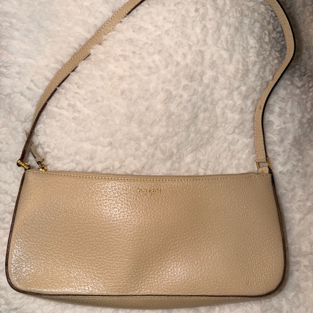 kate spade Cream Pebbled Leather Shoulder Bag with Gold Hardware